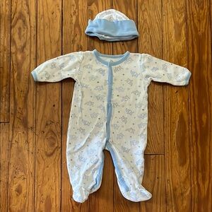 Blue and White Cozy Footed One Piece